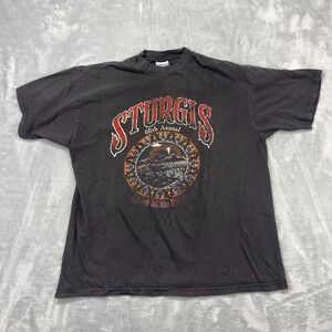 Vtg Sturgis 60th Annual Black Hills Rally T-Shirt Mens XL Gray Graphic AllSport